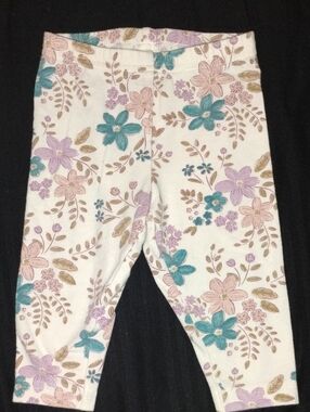 Carter's White Baby Leggings with Pink & Teal Floral Print
